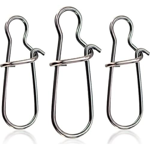 50Pcs Stainless Steel Fishing Connector Fast Clip Lock Snap Swivel Solid Rings Safety Snaps Fishing Tools Snap