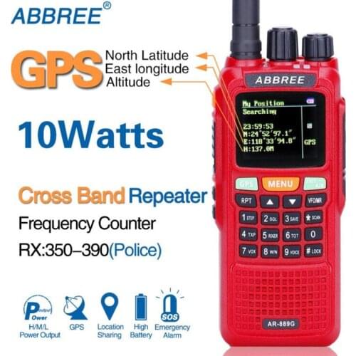 ABBREE AR-889G GPS Location Sharing 10W 999CH Cross Band Repeate Night Backlight SOS Scanning Multi-Band Ham Radio Walkie Talkie