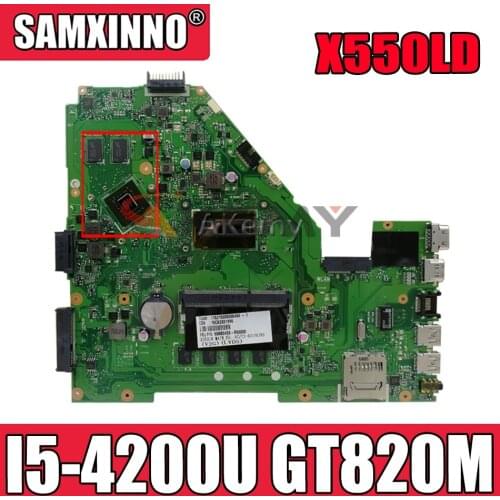 Akemy X550LD Laptop motherboard for ASUS VivoBook X550LD X550LC X550LN X550L mainboard DDR3L 4GB-RAM I5-4200U GT820M LVDS