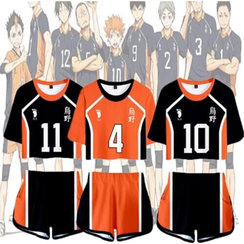 Anime Haikyuu Cosplay Costume Karasuno High School Volleyball Club Hinata Shyouyou T-shirt Shorts Sportswear Set