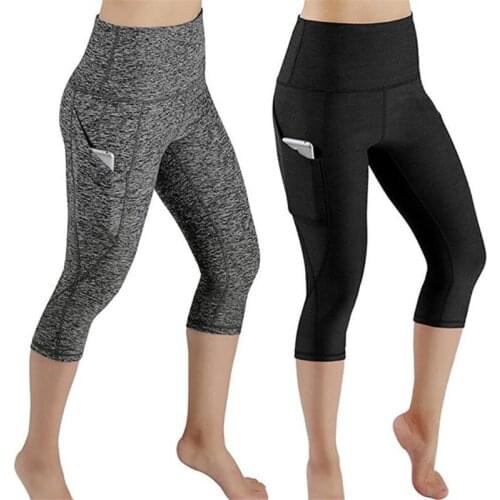 Shape Pants Women Calf-length Capri Pant Sport Leggings Women Fitness Yoga Gym High Waist Pockets Design Sporting Leggings