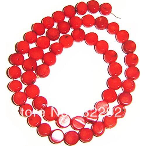 Disc shape bamboo coral beads, 55 piece 7-8mm in diameter,1.2mm hole for jewelry use