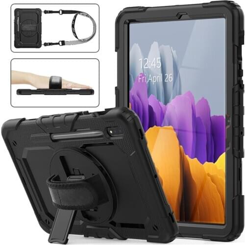 Case for Samsung Galaxy tab S7 Case T870 T875 Funda Shockproof Protective 360 Rotate Wrist&Neck Strap Cover for Galaxy tab S7