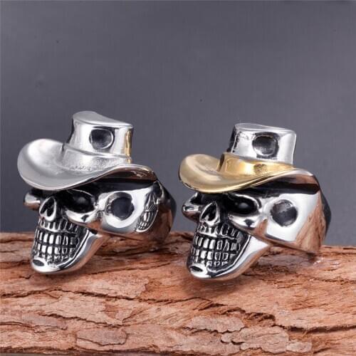 Black New stainless steel jewelry men punk trend hip-hop titanium steel ring