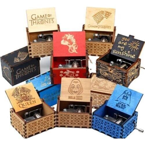 18 Note Mechanism Hand-Cranked Wooden Music Box Gifts Home Decoration for Momen Men Birthday Holiday