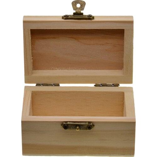 Wood Unfinished Wooden Jewel Box Case For Kids DIY Craft Woodworking Toys Art Square Shapes With Lids 90x55x50mm