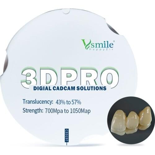 Enamel-like Translucency 3D Pro ML ZZ Tosoh Zirconia Self Glazed Zirconia Zirkonzahn CadCam Zirconia Block