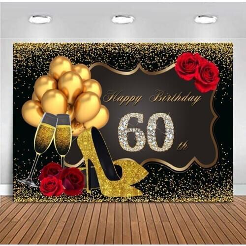 Happy 60 Birthday Balloon Backdrop Photography Background Photo Booth Studio Decor