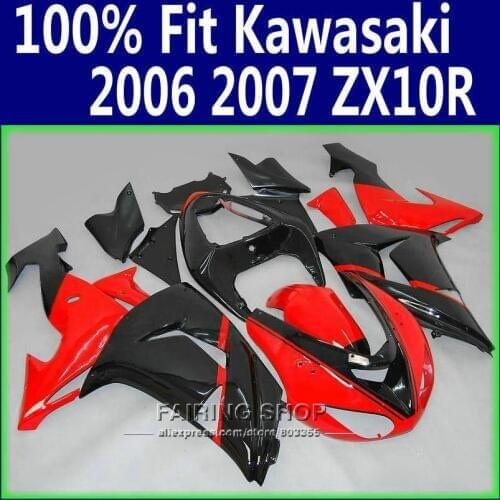 Red black ZX10r 2006 07 Fairings For Kawasaki Ninja zx 10r 06 2007 Best quality Fairing kit Factory x166