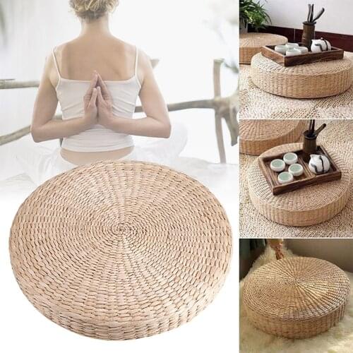 40CM Tatami Cushion Meditation Cushions Round Straw Weave Handmade Pillow Floor Chair Seat Mat Home decor cojin redondo