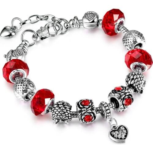 Six-color crystal alloy big bead bracelet Pandora-style
