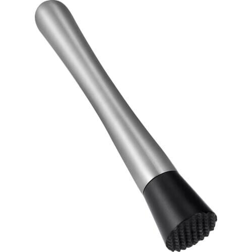 OUNONA Stainless Steel Cocktail Muddler Wine Stirrer Ice Crusher Stick with Grooved Plastic Head