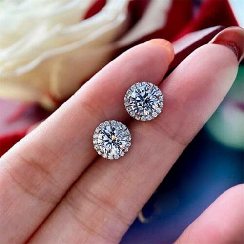 Trendy 1.5 Lab diamond cz Stud Earring 925 Sterling Silver Engagement Wedding Earrings for women Bridal Statement Party Jewelry