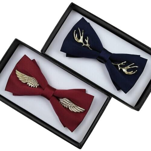 Mens Suit Shirt Bow Tie Antlers Wings Bright Satin British Wedding Banquet Accessories Gentleman Bowtie Handmade Jewelry Gifts