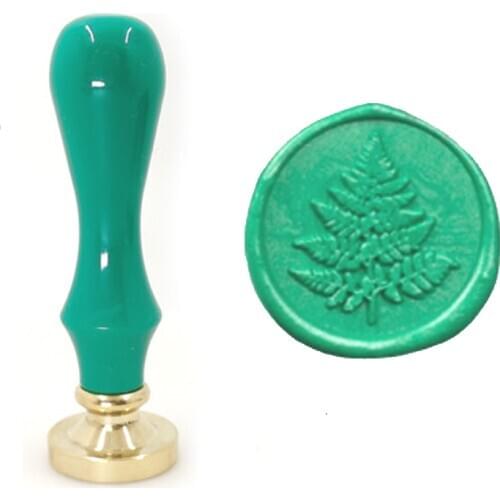 Natural Plant Leaf Wax Stamp Exquisite Paint GREEN handle,Ancient Seal Retro Stamp,Personalized Stamp Wax Seal High Quality
