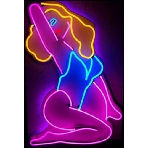 Neon Sign Marily Beauty Brand Girl Neon light Beer Neon Wall Sign Window Advertise Lamp Recreational Handmade Real glass TUBE