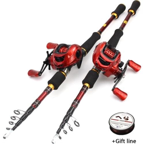 NEW 1.8m-2.7m Casting Fishing Rod Reel Combos High Speed 7.2:1 and telescopic Ultralight Carbon Fiber Casting Rod Fishing pesca