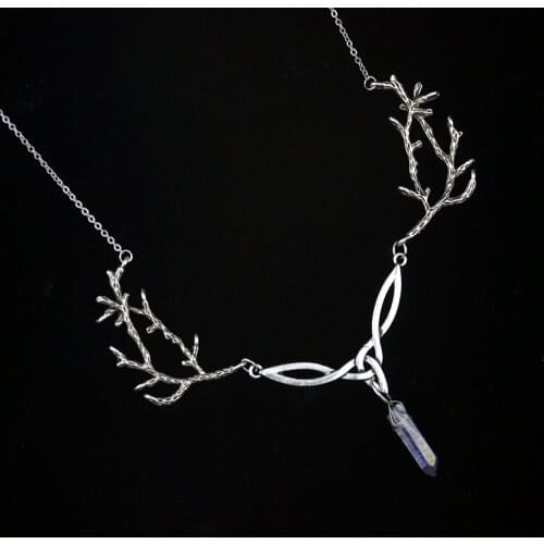 New Fashion Witch Necklace Irish Knot Dream Forest Branch Natural Quartz Pendant Amulet Religious Jewelry
