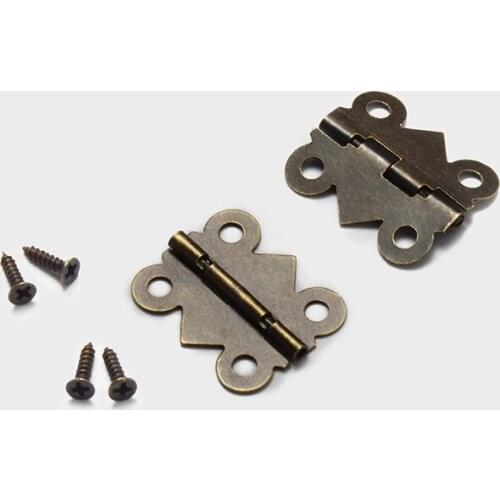 20Pcs 25x20mm Golden Bronze Kitchen Cabinet Hinge Furniture Accessories Vintage Jewelry Wooden Box Hinges for Fittings Furniture