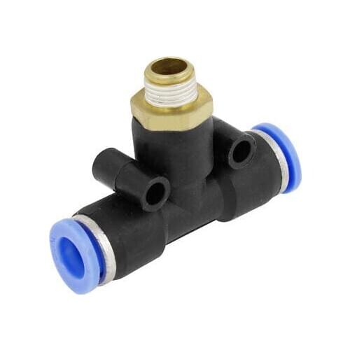 Industry 1/8" PT Thread 8mm Hole One Touch Push In T Joint Quick Fitting
