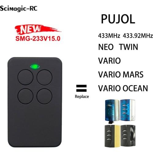PUJOL Rolling Code 433MHz Garage Door Remote Control Compatible With PUJOL MARTE, P215, TWIN, VARIO Garage Control Opener