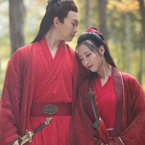 Couple Wedding Costume Red Photo House Thematic Photography 2018 New Design Red Swordlady Swordmen Lovers' Costume Sets