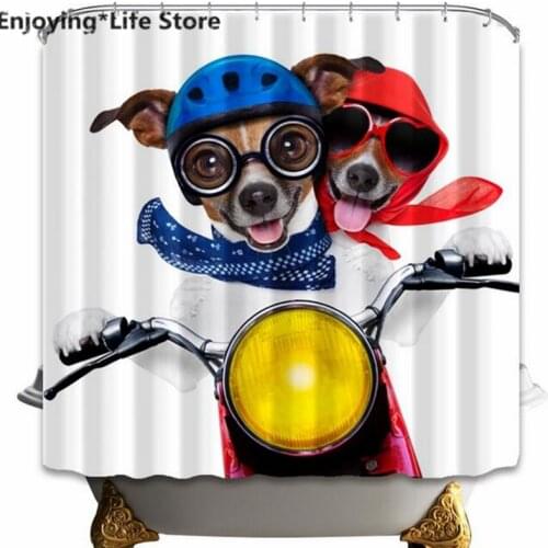 Cool Dog Shower Curtain Waterproof Fabric Shower Curtain Bathroom Decoration 72inch x72inch with 12 Hooks