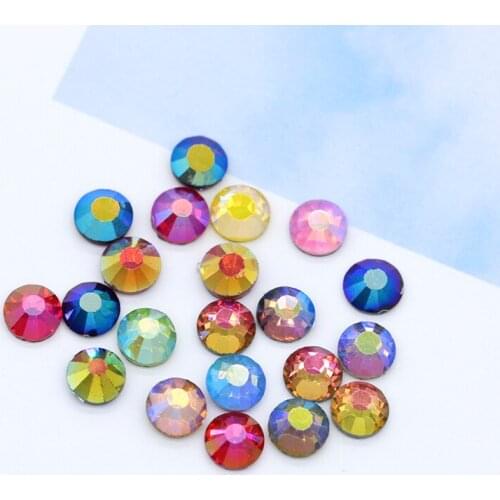 Top Quanlity 144/1440p ss10 ss16 ss20 Color AB Hotfix Iron on or Glue on Flatback Czech crystal rhinestones Diamante Glass Beads