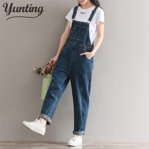 2021 Denim Jumpsuit Women Denim Jeans Pants Suspender Vintage Casual Trousers Pockets Tassel Womens Jeans Rompers Overalls