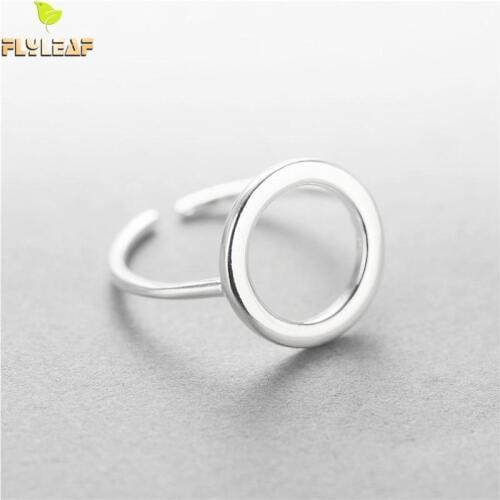 100% 925 Sterling Silver Simple Personality Round Open Rings For Women Minimalism Fashion Fine Jewelry Flyleaf