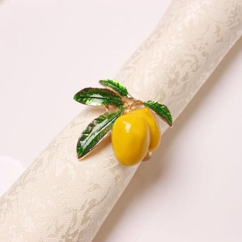 4PCS/Metal Lemon Napkin Ring Yellow Red Tabletop Decoration For Western Food Family Party Cocktail Party Hotel Accessories