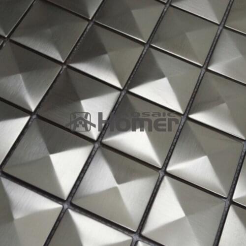 Free shipping, grey stainless steel metal mosaic tile pyramid metal mosaic 3D wall metal wall backsplash tiles mosaic