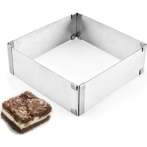 GODWJ Large Stainless Steel Cake Mold Square Mousse Ring Adjustable Telescopic Cake Decorating Mold Kitchen Baking Tool