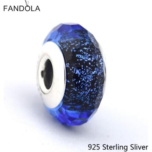 CKK Murano Glass Beads 925 Sterling Silver Jewelry Blue Fascinating Iridescence Charms Beads Fits Bracelets For Jewelry Making