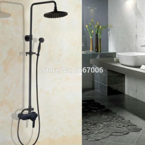 Free shipping Economic Copper Shower Set Wall Mounted Bathtub Faucet Rainfall Shower Black Bronze Plated Shower Faucet Set GI303