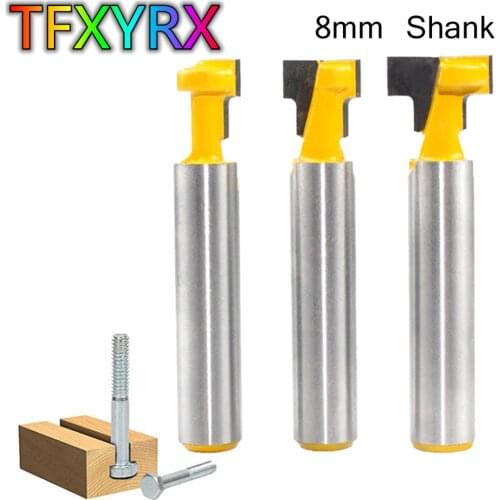 1/2/3pcs 8mm Shank T-slot Router Bit Keyhole Hex Bolt Tenon Cutter for Wood Woodworking CNC Machine Milling Tools