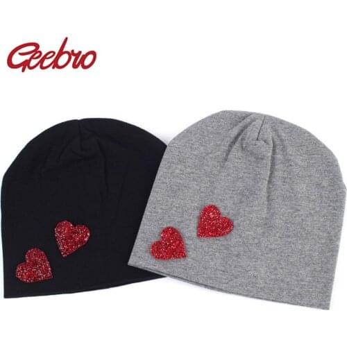 Geebro Kids Cotton Beanie Hat Double Heart Candy Color Slouchy Beanies For Boys And Girls DIY Solid Color Outdoor Newborn Cap