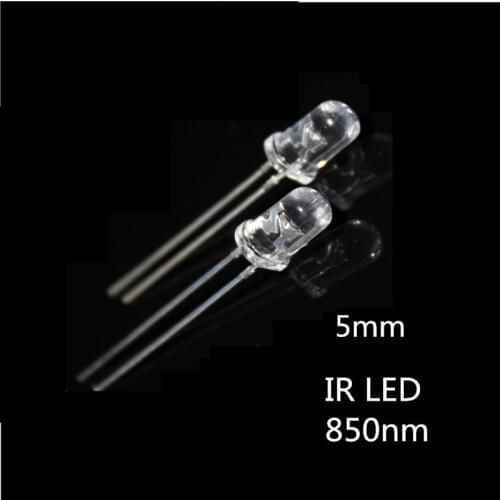 100 pcs/lot 3mm 5mm Infrared IR LED Diode 850nm Light Emitting Diode Lamp 3 mm Transparent Water Clear Lens Through Hole 850 nm