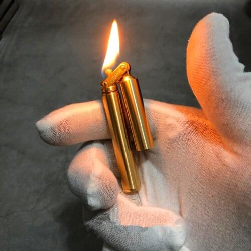 Creative nunchaku grinding wheel lighter retro kerosene pure copper cigarette lighter accessories man smoking gift