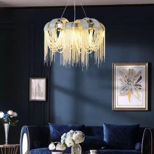 Creative Restaurant Tassel Chandelier Light Net Red Living Room Lamp Nordic Villa Hotel Hanging Light Modern Showroom Chandelier