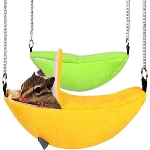 Small Animal Bird Bed House Hamster Cotton Nest Banana Shape House Hammock Bunk Toys Cage for Sugar Glider Hamster Pet Supplies
