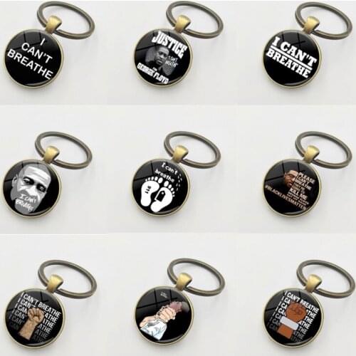 Multistyle Round Letter Key Chain Women Men Letter Key Ring I Cant Breathe Black Lives Matter Antiracism Accessories