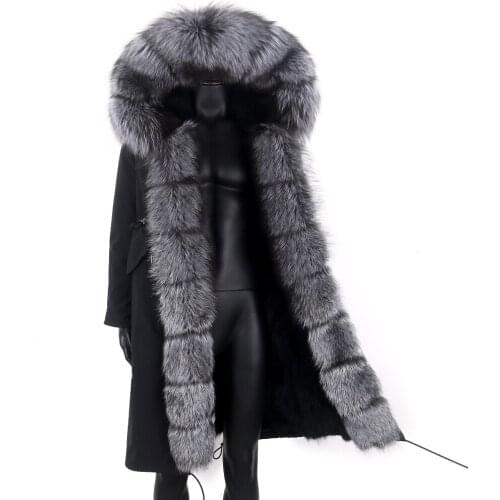 2021 Men 7XL X-Long Parka Winter Jacket Real Raccoon Fur Coat Natural Fox Fur Collar Hood Thick Warm Streetwear Real fur Coat