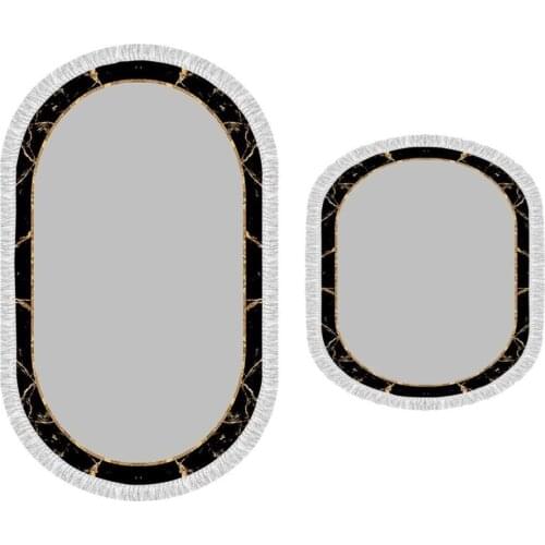 Oval Fringed 2'li Bath Mat Pad Space Gray