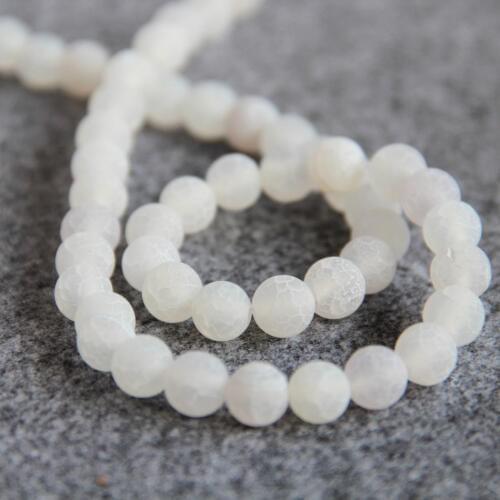 New Hot sale 8mm crackle White Frosted Onyx beads Round DIY chalcedony Loose 2pc/lot Jewelry making design wholesale