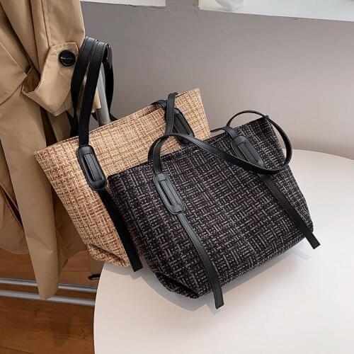 New Top-handle Bag Fashion Simplicity Shoulder Bag Casual All-match High Capacity Womens Commuter Bag Plaid Texture Handbags