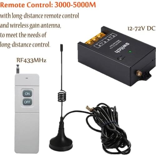 Remote Control Switch RF433 30A 12-72V DC High Power Wide Voltage Longer-distance Remote Control