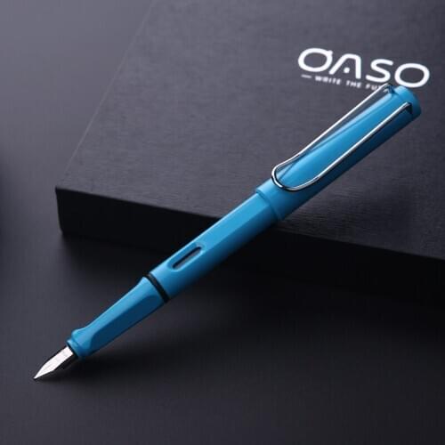 Promotion Stationery OASO T7 Luxury F Nib Resin Fountain Pen with Bottle Ink Colorful Pens Set for Christmas Gift
