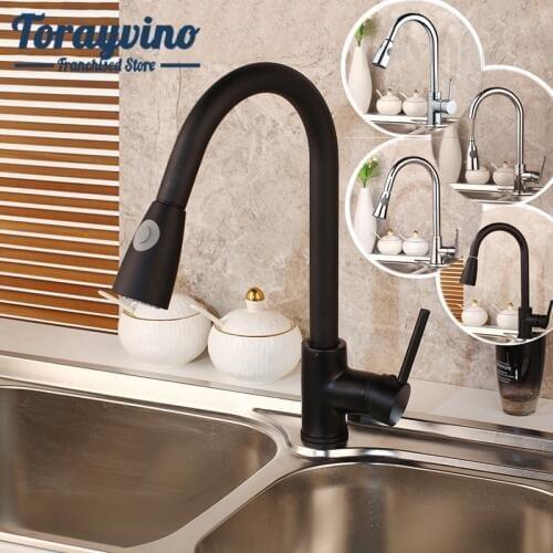 Kitchen Faucet Torneira Pull Out 360 Swivel Chrome Polished Black Nickel Brush Basin Faucet Stream Spray Water Rotated Mixer Tap