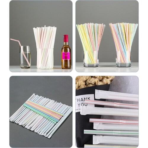 200Pcs single packaging straws transparent/color mixed long straws wedding party supplies plastic straws kitchen accessories